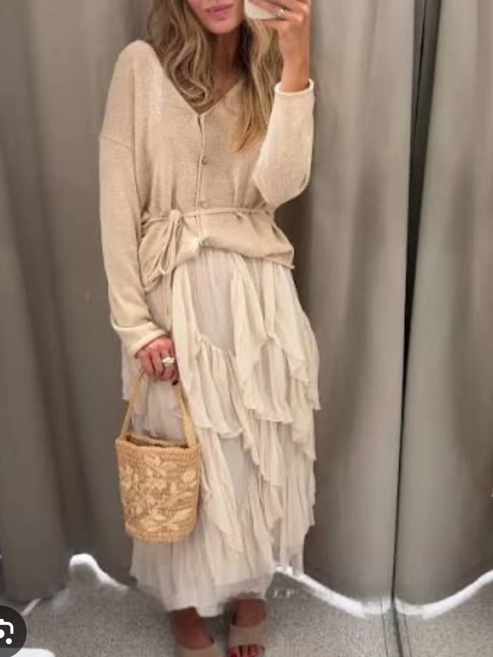 Zara Ivory Ruffle Tiered Maxi Skirt NWT Size Medium 8634/375/251 - Picture 6 of 8